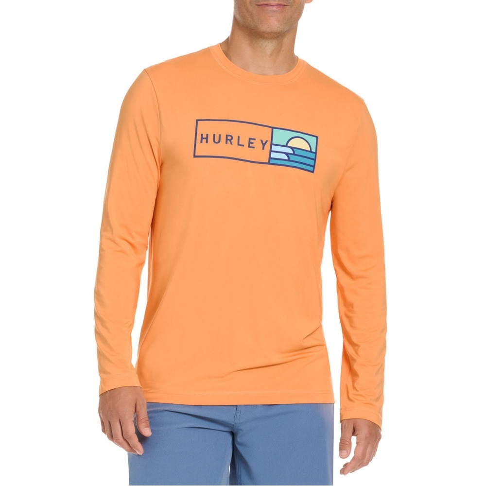 Hurley Orange Long Sleeve Tee with Graphic Design Small - Picture 2 of 8